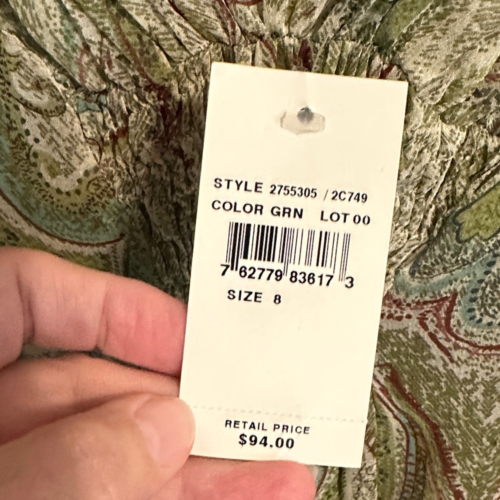 Jonathan Martin Paisley Midi Dress in Green and Pink - Picture 5 of 8